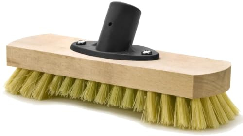 Brosse à récurer en bois avec filetage - Brosse de sol - Brosse de sol - Nettoyage intérieur extérieur - Carrelage - Terrasse - Jardin - Salle de bain - Cuisine - Sans manche