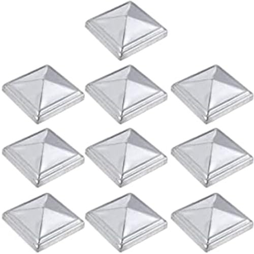 Protezione per pali a piramide in ferro zincato, per recinzioni esterne, cassette postali, ponti, confezione da 10 (80 x 80 mm)