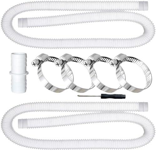 TFSZE Manguera de Filtro de Piscina,Tubo 32mm,2pcs Tubo Piscina 150CM,con 4 Abrazaderas Metal und 1 conectores,Universal,Apto para todo tipo de bombas,Bomba para Piscinas Elevadas