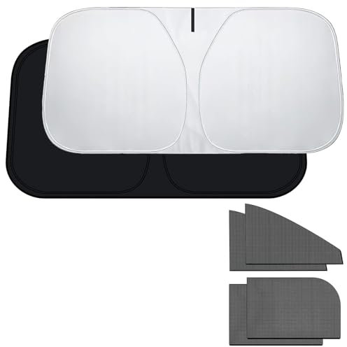 KASURE Parasol Coche Delantero, Parasol Reflectante para Coche para Automóvil, Protector Solar para Coche/SUV/Camionetas/Todoterrenos (145 x 80 cm)