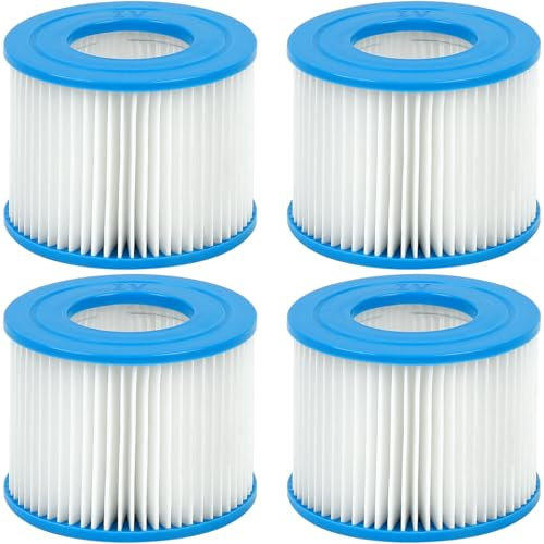 4 Pièces Filtre Spa VI, Compatible avec Bestway, Lay-Z Spa, Intex, Coleman SaluSpa 90352E, Convient pour Toutes avec Filtre de Type VI les Piscines, Bain à remous Gonflables, Filtre VI Lavable