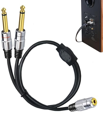 Adapter 3,5mm Auf 2x6,35mm Audio Mono Klinke Stecker Männlich 1/8 Zoll 3,5mm Trs Dual 1/4 Zoll 6,35mm Ts Kabel Stereo Aux Klinke Buchse Kabel Für Mixer Gitarre Klavierverstärker Lautsprecher, 50cm