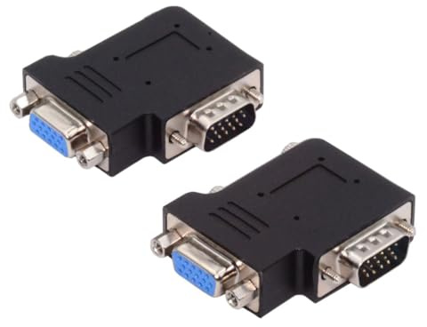 chenyang 2 Pack VGA Anschlüsse, VGA SVGA D-Sub HDB15Pin 90 Grad Links/rechts abgewinkelter Gender Changer Video Graphics Array-Anschlussadapter für Monitor/Projektor/Grafik