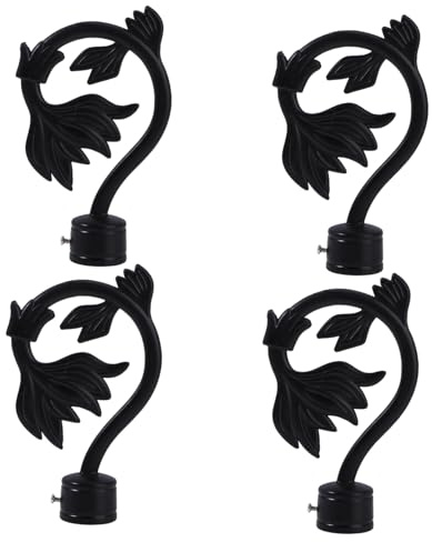 HAMPPLIES Remates Decorativos para Barras De Cortina Estilo Romano 28 Mm, Accesorios para Barras De Cortina De Imitación Hierro, Color Negro, Paquete De 4 Unidades, para Sala y Dormitorio