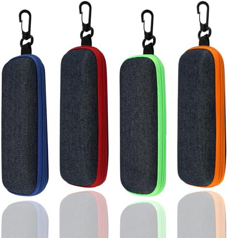 Maxmoc Brillenetui Hardcase,3 Stück /4 Stück Sonnenbrille Etui | Brillenbox mit Reißverschluss für Herren Damen,Glasses Case mit Karabinerhaken für Sonnenbrille,Lesebrille,Myopiebrille