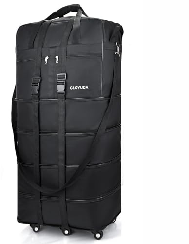 Gloyuda 130L Expandable Luggage, 43 Inch Extra Large Suitcase with Wheels, Collapsible Luggage, Rolling Duffle Bag with Wheels, Big Suitcases with a Handle Wrap Shoe Bag Shoulder Strap (Black)