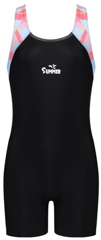 InfiniZer Girls' One Piece Racerback Swimsuits Kids Sun Protection Bathing Suits Athletic Competitive Swimwear for 3-12 Years (UK, Age, 6 Years, 8 Years, Regular, Black)