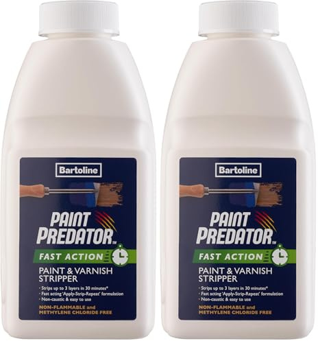 Bartoline Paint Predator™ Fast Action Paint & Varnish Stripper 500 ml– Rapid, Non-Caustic Paint Remover for Wood, Metal & Masonry (Pack of 2)