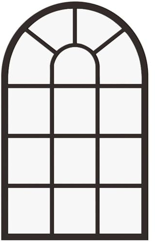Espejo de pared con ventana arqueada, estilo rústico, con marco de madera, espejo decorativo de acrílico para sala de estar, baño, dormitorio, cocina