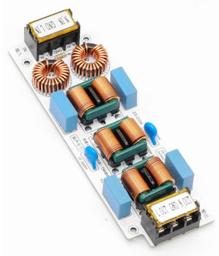 Akfldms 6A Filter 4-Stage Electromagnetic Interference Suppressor Common Power EMC Audio Amplifier Purifier Easy Install Easy to Use Without Shell
