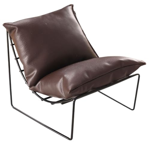 TusaMer Puppenmöbel im Maßstab 1:6, Vintage-Puppenhaus-Couch aus Leder mit Rückenlehne, Lazy Sofa, Puppenhaus-Stuhl für -Möbelzubehör, Braun Toys_and_Games..