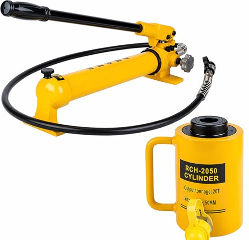 TGTHDD 20T Hydraulic Jack with CP-700 Hand Pump, Hollow Single-Acting Hydraulic Cylinder, Push and Pull Design, 2 Inch Stroke