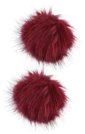 Adorainbow 2 Stück Kunstwollball Pompons 8 9cm mit Druckknopf Weiche und Dekorative Wollkugeln für Kleidung Mützen und Schuhe Accessoire zum Verzieren