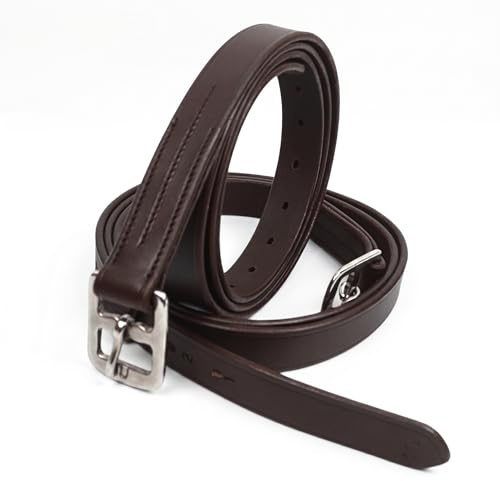 Equine Smile ES5024 Leder Steigbügelriemen Bügelriemen, Braun, 80 cm | Verstellbare Riemen Edelstahlschnallen Dressur Springreiten Steigbügelleder Steigbügel Sattel Zubehör Reiten Reitsport