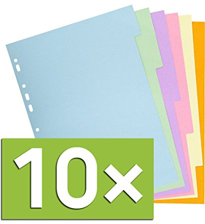 Exacompta Register A4 Trennblätter Recy. Kart. (Pastell | 6-TLG, 10er Pack)
