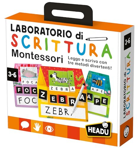 Headu - Laboratorio de Escritura Montessori Juego Educativo, Multicolor (IT23578), Idioma Italiano