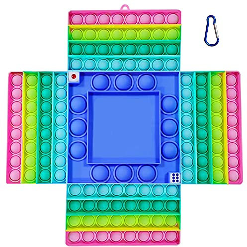 Riesiges Spiel Pop It Fidget Spielzeug,Jumbo Poppet Fidget Schach Brett Würfel Spiel für Kinder,Große Regenbogen Silikon Bubble Große Ludo Popper für Angst und Stress Relief,Popit für Kinder