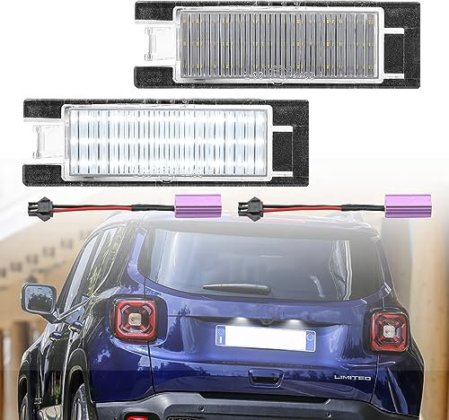 2 x LED-Kennzeichenbeleuchtung, kompatibel mit Je.ep Renegade Canbus 2015–2021, weiße LED-Tag-Lampen, OEM-Nr.: 68247166AA