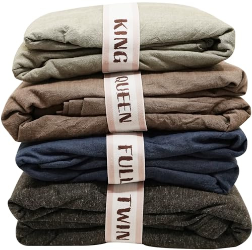 Organiseur de draps de lit et Bandes d'étiquettes de Taille de Rangement pour Placard en Lin – Sangles élastiques étiquetées pour Organiser Les Ensembles de draps de lit Pliables (lit Complet, 4