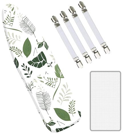 EcoNour Copriasse da Stiro 124x38 cm, Imbottitura 7mm Antiscottatura, 100% Cotone, Set con 4 Lacci, Facile da Usare - Taglia Grande