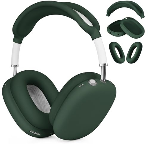 VISOOM Kompatibel mit Airpods Max Hülle, Silikon weiche Stoßfest Schutzhülle für Apple Airpods Max Case Kopfhörer Zubehör(Mitternachtsgrün)