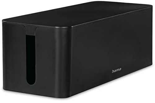 Hama Cable Box Maxi (Cable Box for Power Strip, Easy Cable Management, for Office, Desk, Home, Storage of Chargers, Hard Drives etc., with Rubber Feet) Black