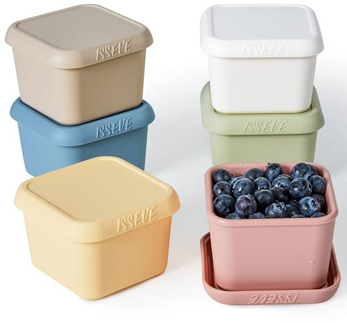 ISSEVE 6Pack 6oz Silicone Snack Containers for Kids, Reusable Small Containers with Lids, Leak Proof Silicone Food Storage Containers, Children Kids Lunch Box for Daycare, School, Travel