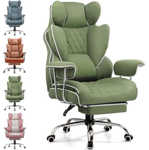 GTPLAYER Gaming Stuhl, Bürostuhl mit Taschenfeder-Lendenwirbelstütze, breiter Büro-Computersessel mit nach außen fixierten weichen Armlehnen und Fußstütze, 180KG, Green
