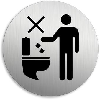 Cartello Non Gettare nel WC Ø 75 mm Alluminio spazzolato auto-adhesiva