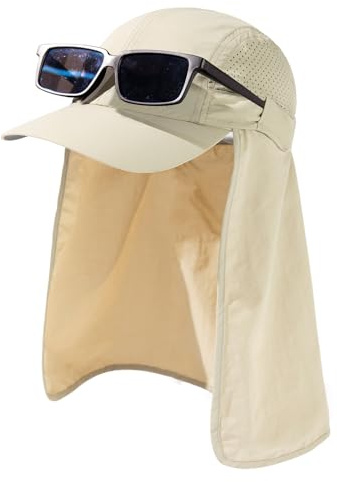 TOP-EX Baseball Cap mit abnehmbarem Nackenschutz UV-Schutz Beige L