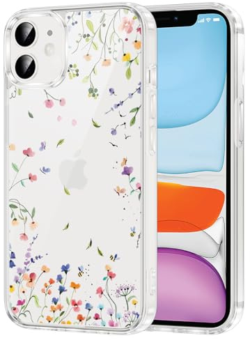Knrlqim Transparent Handyhülle für Apple iPhone 11 Hülle, Aesthetic Blumen Muster Motiv Schutzhülle Case, Weich Silikon TPU Stoßfeste Mädchen Cover für iPhone 11 6,1, Durchsichtig 2