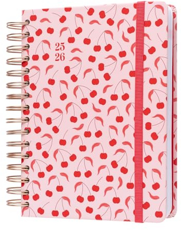 Kokonote Schülerkalender 2025/2026 Kalender 2026 Buchkalender A5 Cherry Dreams - Studienplaner Schulplaner Tagesplaner Terminplaner 2025 2026 A5 Ringbuch - Geschenke Schulsachen Aesthetic Rot