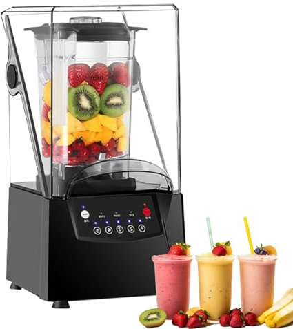 Blender Électrique Smoothie Maker 2L, Mixeur Silencieux 2200W avec Programmes Automatiques, pour Glace Pilée, Fruits, Lait, Café et Boissons Froides