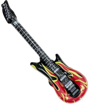 Inflatable Stage Guitar Featuring Retro Flame Patterns Ideal For Karaoke Kids Dress Up Game And Themed Party Supplies Air Guitar Toy