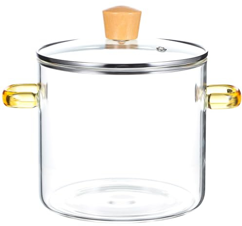 Warmhm Marmite en Verre Transparente à Double Anse 2300 Ml, Casserole pour Mijoter et Mélanger, Adaptée aux Cuisiniers Amateurs et Professionnels