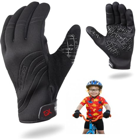 Barn Cykelhandskar BMX Mountainbike Cykling Barn MX Motocross Enduro Paintball ATV Fyrhjuling Karting Sport Vandringshandske, Svart, XL