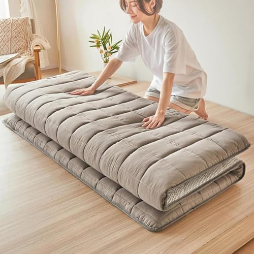 Bärbar japansk Futon-madrass - Andningsbar fällbar gästbädd Tjockad rullbar sovplatta perfekt för hemresa och campingkomfort