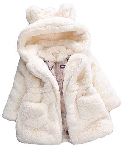 Gaorui Baby Girls Kids Hooded Rabbit Coat Faux Fur Warm Jackets Outwear Winter Clothes For 1-4 Years Old