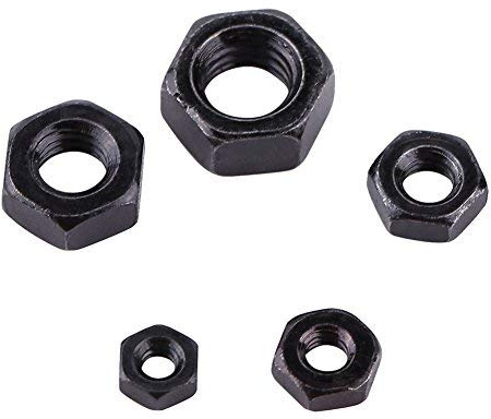 100 Teile/satz M2-M5 Metrisches Befestigungsteile Muttern Gewinde Hex Sechskantmuttern Schwarz Verzinktem Kohlenstoffstahl Kits für Maschine Verschluss(M2)