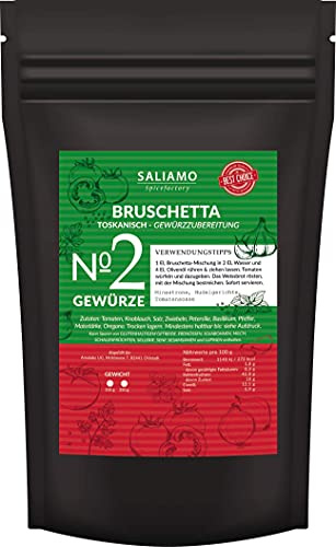 100g Bruschetta Gewürz - Toskanisch Gewürzmischung mit Knoblauch, Salz, Petersilie, Basilikum, Pfeffer, Oregano, als Dip und zum marinieren von Fleisch geeignet | Saliamo