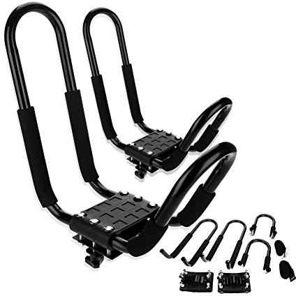 1 paio di barre a J per kayak, supporto per canoa, supporto per il trasporto su rotaia per auto, accessorio per il carico, staffa resistente, universale