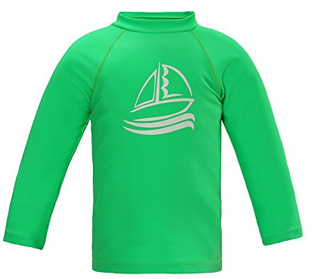 LACOFIA Boys' Long Sleeve Swim Tops Kids Rash Vest Swimming Shirt Children Rash Guard Sun Protection Green 9-10 Years