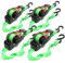 Wiltec Automatik Zurrgurt 4er Set 320 daN Zuglast 1,8m x 25mm PES Spanngurt mit S-Haken selbstaufrollend