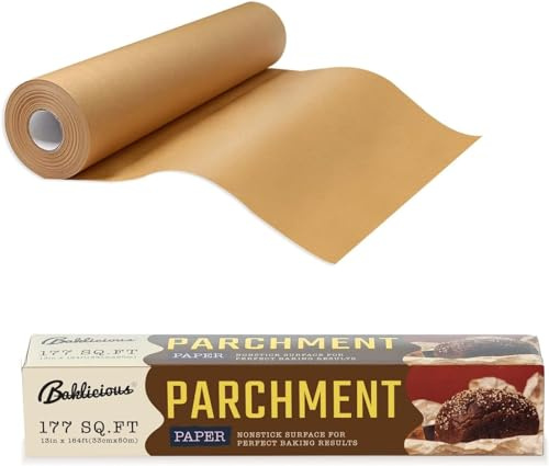 Unbleached Parchment Paper Roll for Baking, 13 in x 242 Ft, 249 Sq.Ft, Baklicious Non-stick Baking Parchment Paper for Baking, Cookies, Bread, Oven, Air Fryer, Steamer, Baking paper