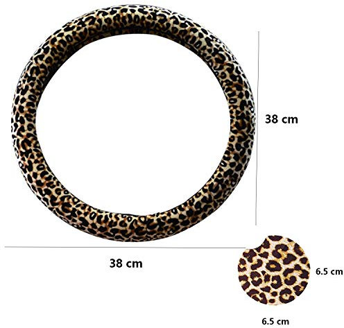YoMaris Coprivolante Stampato Leopardato per Donne, Coprivolanti Leopard con sottobicchieri Bonus 4PCS Coppe per Auto Leopard, Accessori per Auto Leopardo.