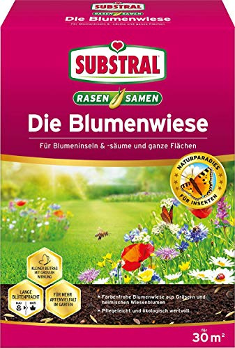 Substral Die Blumenwiese Rasen- & Blumensamen für ein attraktives Bienen- und Nützlingsparadies, 300 g