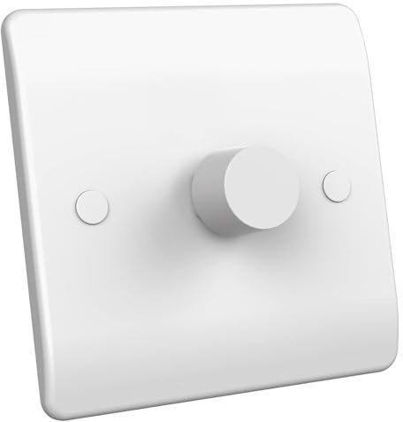 Zigtiger 1 Gang Dimmable LED/Incandescent Halogen Bulbs Dimmer Switch, 3-100W LED Dimmer Switch, 150W Incandescent, White, Push Button, Rotary Actuator, ON-NONE-OFF Operation Mode