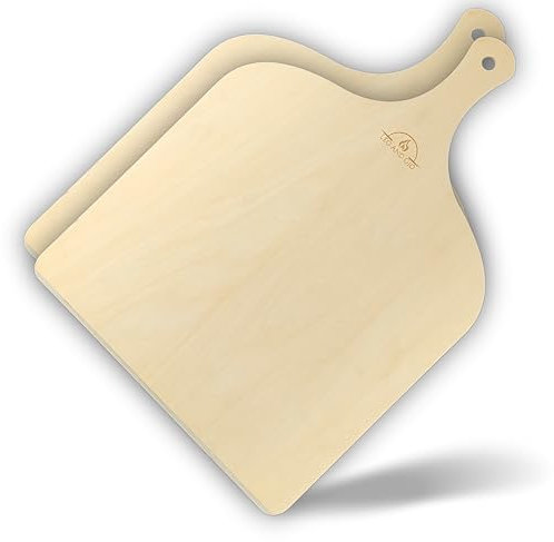 Leo and Gio Pizzaschieber für Pizzastein, Pizzaschaufel, Schneidebrett aus Holz, Pizza Schaufel für Backofen und Grill, Peel für Pizzawender, Zubehör für Küche, Schneidebrett (2, M 30 X 42)