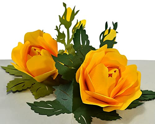 CUTPOPUP Yellow Rose - Geburtstagskarten für Frauen, Muttertagskarte, Pop-Up-Geburtstagskarte, Geburtstagskarte Frau, 3D-Gruß an Ihre Mutter US8-FL088 DE