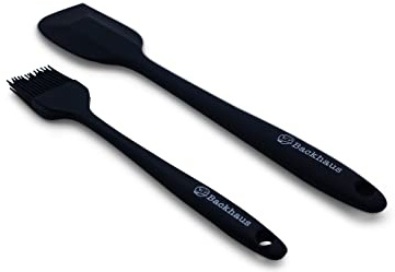 Backhaus Set di spatola e pennello da pasticcere in silicone Premium – Utensili antiaderenti e resistenti al calore per qualsiasi tipo di rivestimento, colore: Nero